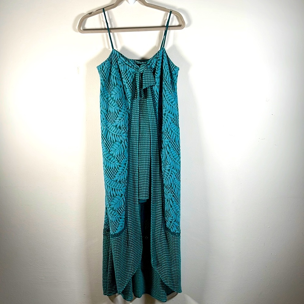 Teal mini with attached long skirt hi low style by Red Carter size S